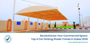 Modern car parking shades Dubai for commercial spaces with smart, sustainable parking shade designs