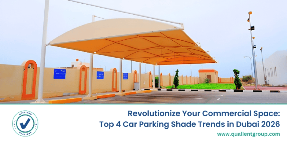 Modern car parking shades Dubai for commercial spaces with smart, sustainable parking shade designs